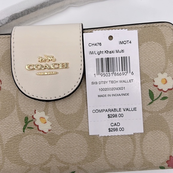 Coach Tech Wallet In Signature Canvas With Nostalgic Ditsy Print - Picture 11 of 15